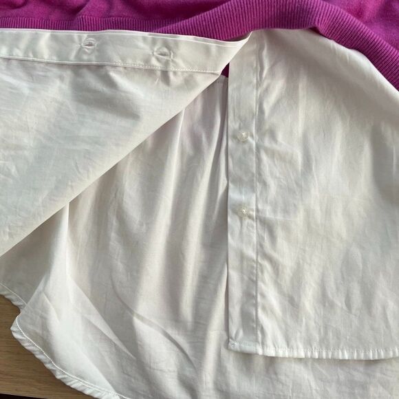 Ralph Lauren Orchid Pink Purple Sweater Exposed White Collar Button up Shirt XL - Picture 7 of 9